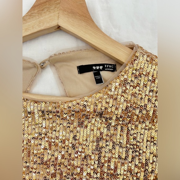 TFNC London Gold Sequins Formal Dress ASOS - Size Medium - Picture 3 of 5